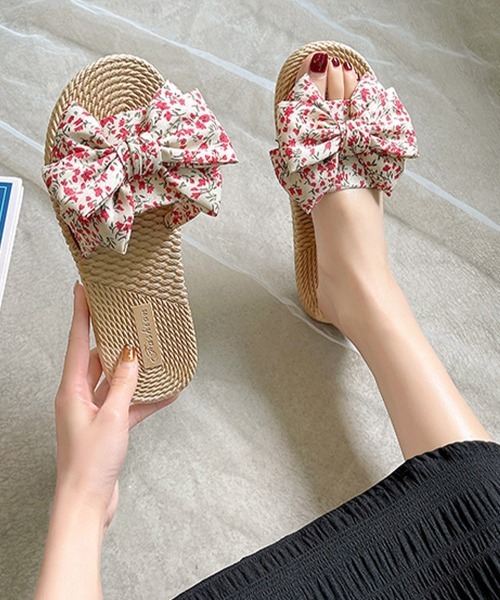 Miniministore(ミニミニストア)の「ビーチサンダル スリッパ 小花柄 夏(サンダル・レディース・ミント/イエロー/チェリーピンク/ブラック・M/S/L)」の4枚目の写真