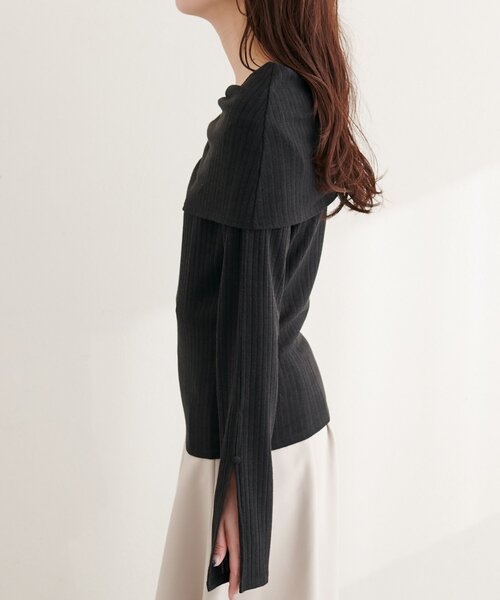 natural couture（ナチュラルクチュール）の「ギャザーオフショルフレア袖ロンT（ニット/セーター・レディース・チャコールグレー/ネイビー/ブラック/アイボリー・FREE）」の18枚目の写真