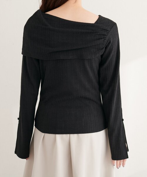 natural couture（ナチュラルクチュール）の「ギャザーオフショルフレア袖ロンT（ニット/セーター・レディース・チャコールグレー/ネイビー/ブラック/アイボリー・FREE）」の19枚目の写真