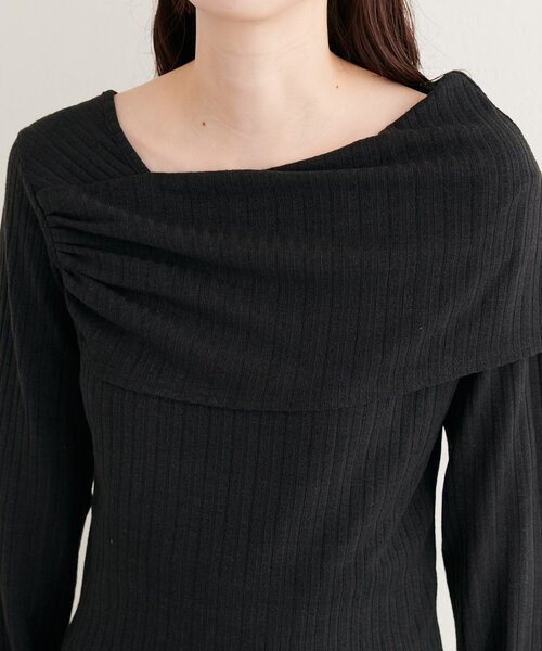 natural couture（ナチュラルクチュール）の「ギャザーオフショルフレア袖ロンT（ニット/セーター・レディース・チャコールグレー/ネイビー/ブラック/アイボリー・FREE）」の20枚目の写真