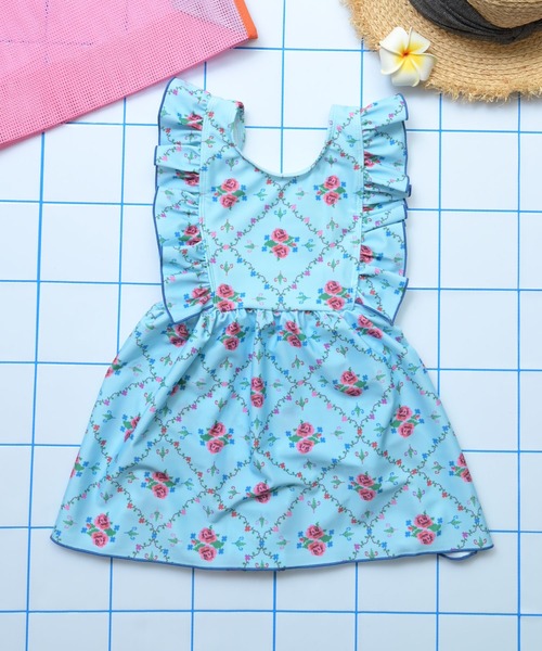 MARKEY'S（マーキーズ）の「【水着/UVカット】フリルワンピース(総柄)（水着・キッズ・アイボリー/ライトブルー・120/110/100/90/140/130）」の14枚目の写真