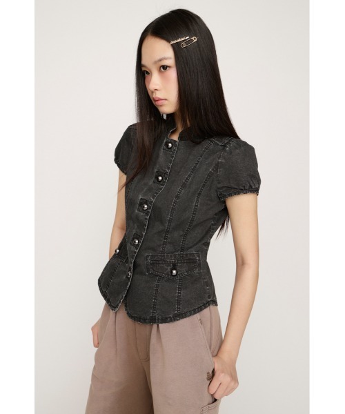 SLY(スライ)の「WASHED FRENCH S/L MILITARY SH ウォッシュドフレンチスリーブミリタリーシャツ 春服(シャツ/ブラウス・レディース・ライトブラック/カーキ・FREE)」の8枚目の写真