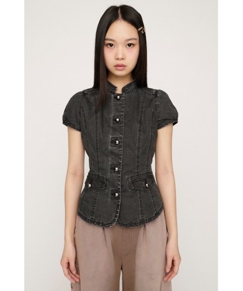 SLY(スライ)の「WASHED FRENCH S/L MILITARY SH ウォッシュドフレンチスリーブミリタリーシャツ 春服(シャツ/ブラウス・レディース・ライトブラック/カーキ・FREE)」の9枚目の写真