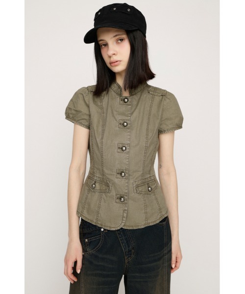 SLY(スライ)の「WASHED FRENCH S/L MILITARY SH ウォッシュドフレンチスリーブミリタリーシャツ 春服(シャツ/ブラウス・レディース・ライトブラック/カーキ・FREE)」の10枚目の写真