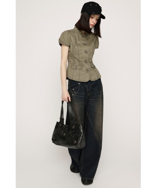 SLY(スライ)の「WASHED FRENCH S/L MILITARY SH ウォッシュドフレンチスリーブミリタリーシャツ 春服(シャツ/ブラウス・レディース・ライトブラック/カーキ・FREE)」の11枚目の写真