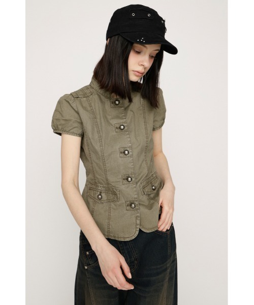 SLY(スライ)の「WASHED FRENCH S/L MILITARY SH ウォッシュドフレンチスリーブミリタリーシャツ 春服(シャツ/ブラウス・レディース・ライトブラック/カーキ・FREE)」の12枚目の写真