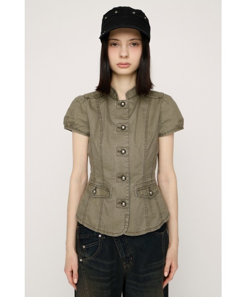 SLY(スライ)の「WASHED FRENCH S/L MILITARY SH ウォッシュドフレンチスリーブミリタリーシャツ 春服(シャツ/ブラウス・レディース・ライトブラック/カーキ・FREE)」の13枚目の写真