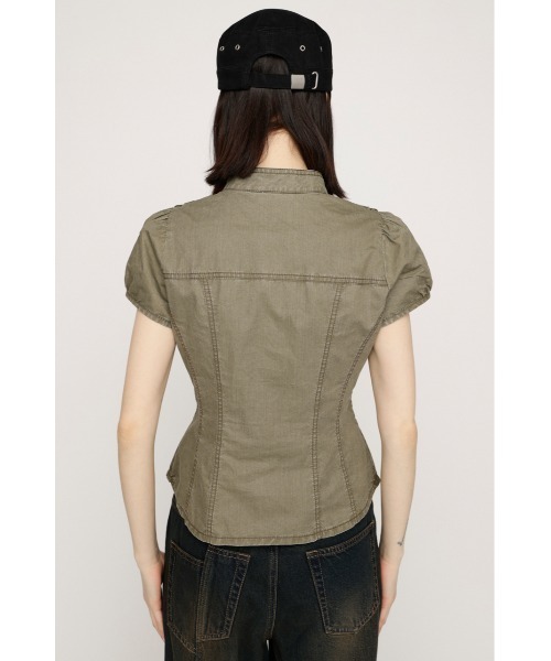 SLY(スライ)の「WASHED FRENCH S/L MILITARY SH ウォッシュドフレンチスリーブミリタリーシャツ 春服(シャツ/ブラウス・レディース・ライトブラック/カーキ・FREE)」の4枚目の写真