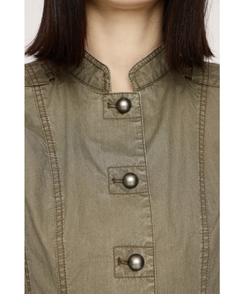 SLY(スライ)の「WASHED FRENCH S/L MILITARY SH ウォッシュドフレンチスリーブミリタリーシャツ 春服(シャツ/ブラウス・レディース・ライトブラック/カーキ・FREE)」の5枚目の写真