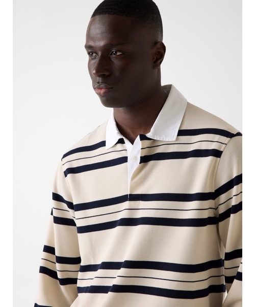 Guess(ゲス)の「YD Striped Polo Sweatshirt ポロシャツ(ポロシャツ・メンズ・ベージュ×ブラック/ベージュ・X-LARGE/LARGE/MEDIUM/SMALL/XX-LARGE)」の7枚目の写真