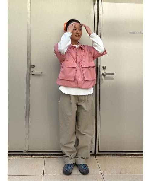 Snow Peak(スノーピーク)の「Snow Peak / U.L. Double Weave Shirt ダブルウィーブ半袖シャツ(シャツ/ブラウス・メンズ・ピンク/ブラック/ブラウン・L/XL/M/S)」の5枚目の写真