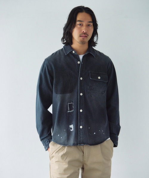 JACKROSE（ジャックローズ）の「Alcarza ﾀﾞﾒｰｼﾞﾃﾞﾆﾑｼｬﾂ（シャツ/ブラウス・メンズ・ブルー/ブラック・XL/M/L）」の21枚目の写真