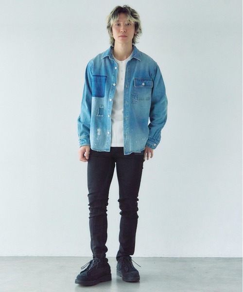 JACKROSE（ジャックローズ）の「Alcarza ﾀﾞﾒｰｼﾞﾃﾞﾆﾑｼｬﾂ（シャツ/ブラウス・メンズ・ブルー/ブラック・XL/M/L）」の11枚目の写真