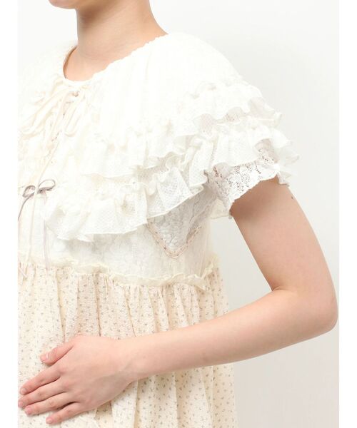 merry jenny（メリージェニー）の「sheer frill 2wayつけ襟（付け襟・レディース・ピンク/アイボリー/オフホワイト・FREE）」の4枚目の写真