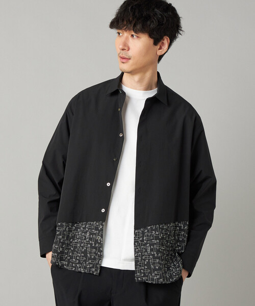 COMME CA MEN(コムサメン)の「【接触冷感・撥水】ピンパターン 切替シャツ(プレーン)(シャツ/ブラウス・メンズ・ブラック・M/L)」の1枚目の写真