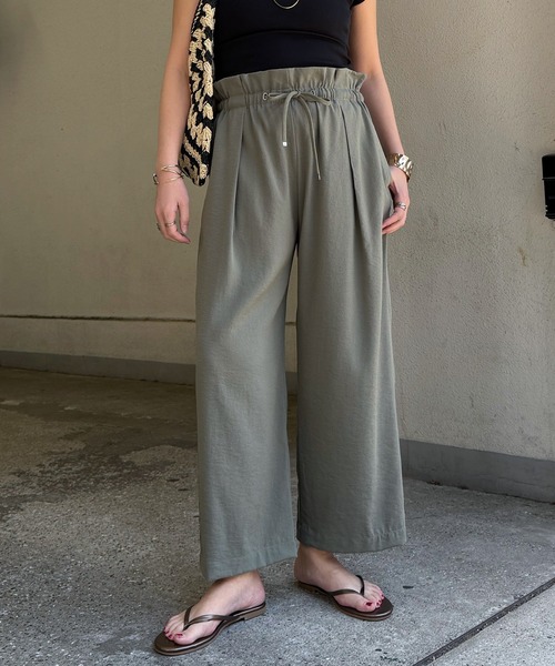 LBC(エルビーシー)の「ウエストシャーリングワイドパンツ(その他パンツ・レディース・ブルー系その他/カーキ/ブラック/ブラウン/ライトグレー・L/M)」の4枚目の写真