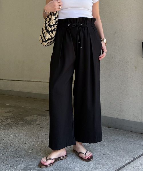 LBC(エルビーシー)の「ウエストシャーリングワイドパンツ(その他パンツ・レディース・ブルー系その他/カーキ/ブラック/ブラウン/ライトグレー・L/M)」の2枚目の写真