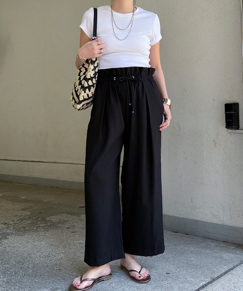 LBC(エルビーシー)の「ウエストシャーリングワイドパンツ(その他パンツ・レディース・ブルー系その他/カーキ/ブラック/ブラウン/ライトグレー・L/M)」の7枚目の写真