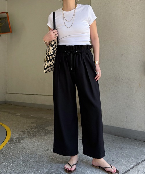 LBC(エルビーシー)の「ウエストシャーリングワイドパンツ(その他パンツ・レディース・ブルー系その他/カーキ/ブラック/ブラウン/ライトグレー・L/M)」の8枚目の写真