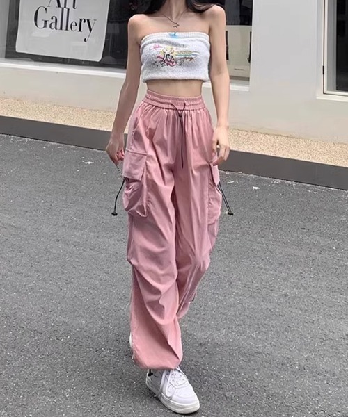 mielu(ミエル)の「《軽やかな素材♪カジュアル・スポーティーなスタイルにぴったり◎》ストレートイージーカーゴパンツ 夏(カーゴパンツ・レディース・ピンク/カーキ/ブラック/グレー/ブラウン/ベージュ/ライトグレー・MEDIUM/LARGE/X-LARGE)」の20枚目の写真