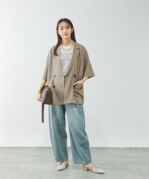 GLOBAL WORK(グローバルワーク)の「ストレッチ総レースプルオーバー半袖/647594(Tシャツ/カットソー・レディース・サックスブルー/ブラック/ホワイト・MEDIUM/LARGE)」の9枚目の写真