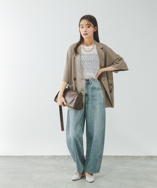 GLOBAL WORK(グローバルワーク)の「ストレッチ総レースプルオーバー半袖/647594(Tシャツ/カットソー・レディース・サックスブルー/ブラック/ホワイト・MEDIUM/LARGE)」の10枚目の写真