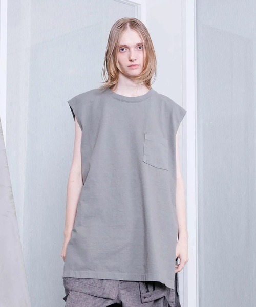 VOAAOV(ヴォアーブ)の「【VOAAOV】HEAVY JERSEY GARMENT DYE No Sleeve(Tシャツ/カットソー・メンズ・チャコールグレー/ブラック/ホワイト/オリーブ・2/1)」の4枚目の写真