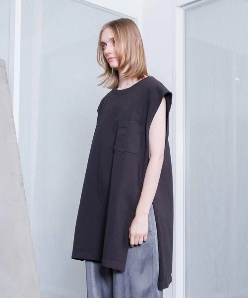 VOAAOV（ヴォアーブ）の「【VOAAOV】HEAVY JERSEY GARMENT DYE No Sleeve（Tシャツ/カットソー・メンズ・チャコールグレー/ブラック/ホワイト・2/1）」の5枚目の写真