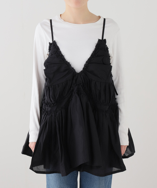 トップス crinkle crinkle crinkle camisole crinkle crinkle crinkle frill gather volume camisole CC-4520