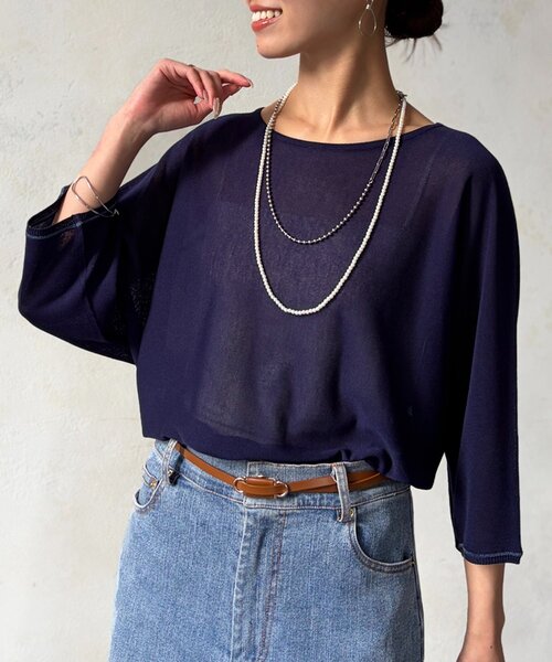 Chez toi(シェトワ)の「UV加工ドルマンプルオーバー(ニット/セーター・レディース・レッド/ネイビー/チャコールグレー/オフホワイト・FREE)」の1枚目の写真