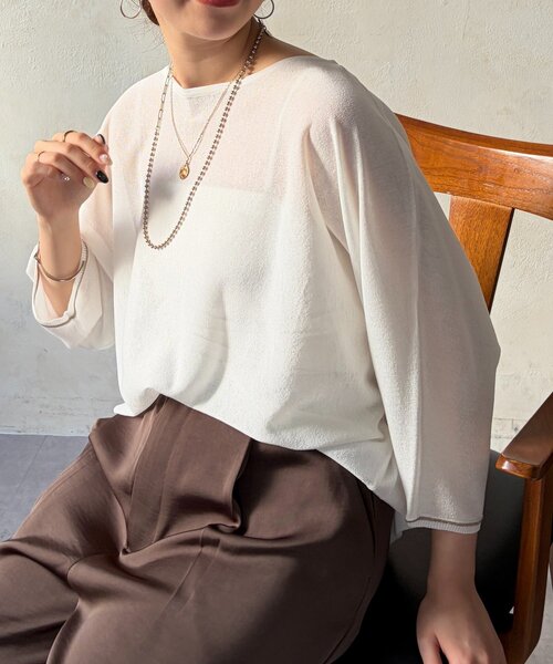 Chez toi(シェトワ)の「UV加工ドルマンプルオーバー(ニット/セーター・レディース・レッド/ネイビー/チャコールグレー/オフホワイト・FREE)」の2枚目の写真