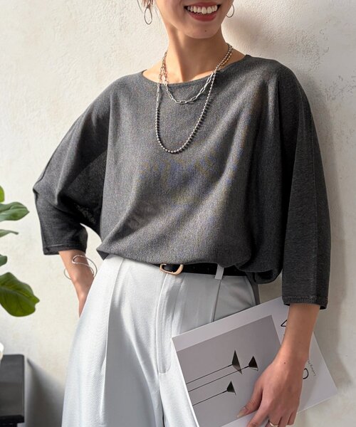 Chez toi(シェトワ)の「UV加工ドルマンプルオーバー(ニット/セーター・レディース・レッド/ネイビー/チャコールグレー/オフホワイト・FREE)」の3枚目の写真