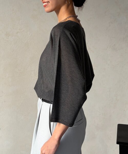 Chez toi(シェトワ)の「UV加工ドルマンプルオーバー(ニット/セーター・レディース・レッド/ネイビー/チャコールグレー/オフホワイト・FREE)」の6枚目の写真