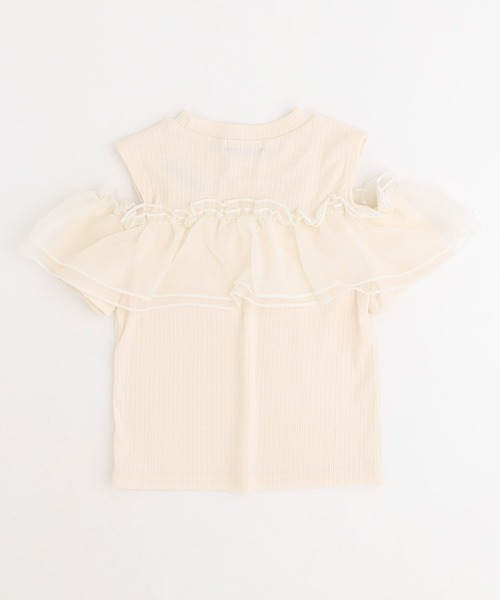 URBAN CHERRY（アーバンチェリー）の「「快適さらリブ素材」カットショルダーシアーフリルリブトップス（Tシャツ/カットソー・キッズ・チャコール/アイボリー/ブラック・140cm/130cm/120cm/110cm/150cm）」の13枚目の写真