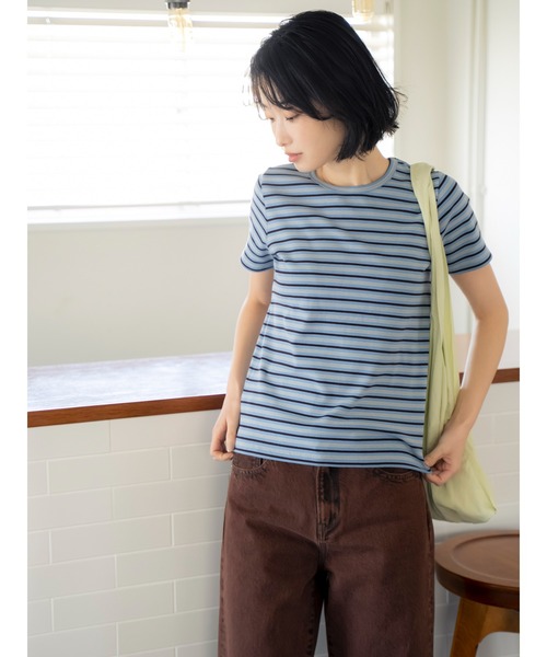 Ungrid(アングリッド)の「マルチボーダーTee(Tシャツ/カットソー・レディース・ブルー/グリーン/レッド・FREE)」の21枚目の写真