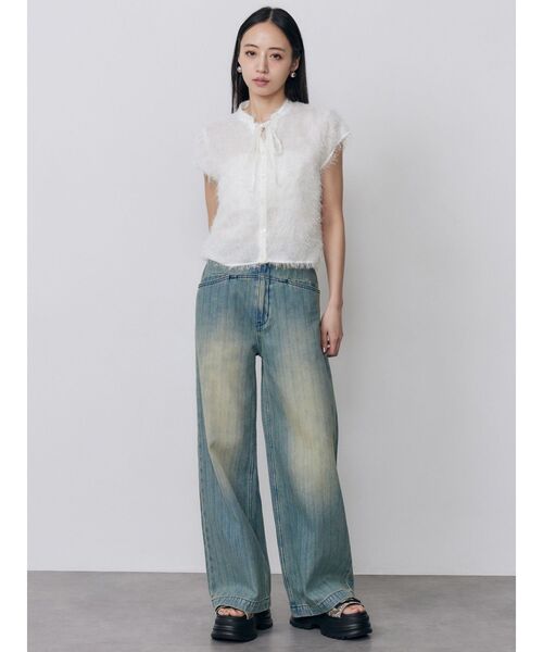 MURUA（ムルーア）の「スラブハイウエストデニム（デニムパンツ・レディース・ブルー/ブラック・1/2）」の15枚目の写真