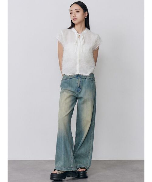 MURUA（ムルーア）の「スラブハイウエストデニム（デニムパンツ・レディース・ブルー/ブラック・1/2）」の17枚目の写真