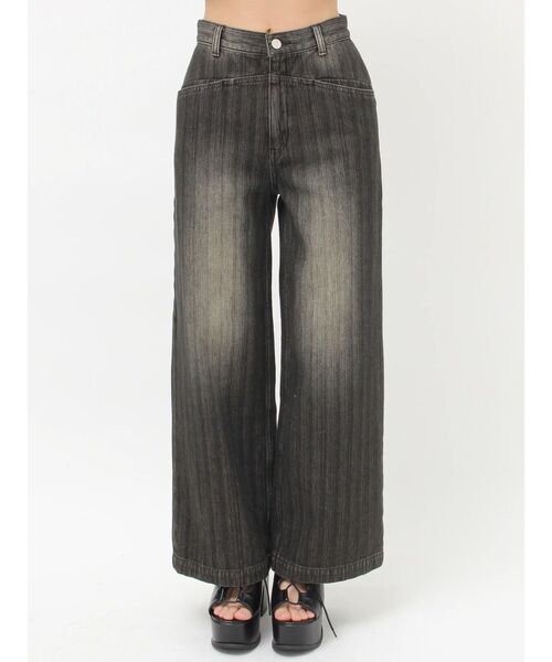 MURUA（ムルーア）の「スラブハイウエストデニム（デニムパンツ・レディース・ブルー/ブラック・1/2）」の4枚目の写真