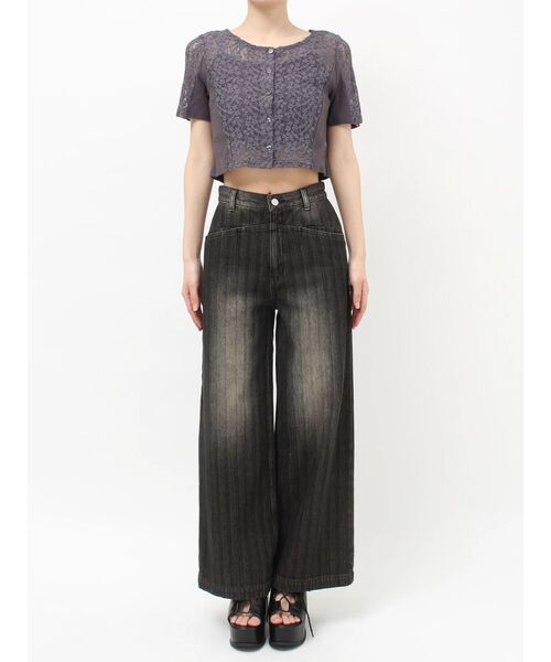 MURUA（ムルーア）の「スラブハイウエストデニム（デニムパンツ・レディース・ブルー/ブラック・1/2）」の12枚目の写真