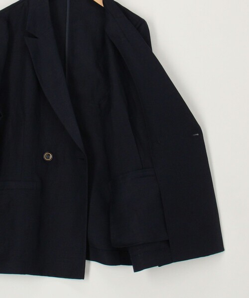 MICO COULIER（ミコクリエ）の「リュクス麻混ジャケット（テーラードジャケット・レディース・キナリ/ネイビー・38）」の4枚目の写真