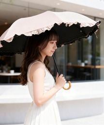 バンブーハンドル」に該当するレディースの折りたたみ傘ファッション