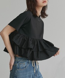 ティアードフリル ショート丈 Tシャツ