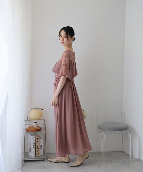 Doula Doula(ドゥーラドゥーラ)の「レース切り替えフレアロングワンピース ドレス(ワンピース・レディース・ブラウン/ダークグレー/ネイビー/モカ・L/M)」の15枚目の写真