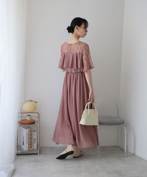 Doula Doula(ドゥーラドゥーラ)の「レース切り替えフレアロングワンピース ドレス(ワンピース・レディース・ブラウン/ダークグレー/ネイビー/モカ・L/M)」の18枚目の写真