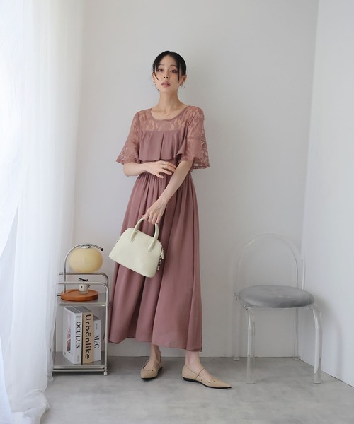 Doula Doula(ドゥーラドゥーラ)の「レース切り替えフレアロングワンピース ドレス(ワンピース・レディース・ブラウン/ダークグレー/ネイビー/モカ・L/M)」の19枚目の写真