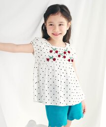 apres les cours | 【吸水速乾】シャーリングさくらんぼモチーフトップス(Tシャツ/カットソー)