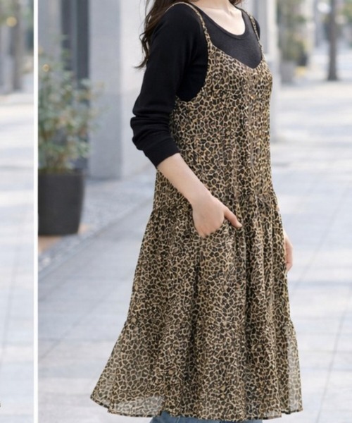 PATRIOT TAXI SELECT（パトリオットタクシーセレクト）の「【KILA MODA】軽やかシフォン柄デザインチュニックワンピース（チュニック・レディース・レオパード・3L/LL/MEDIUM/LARGE）」の3枚目の写真