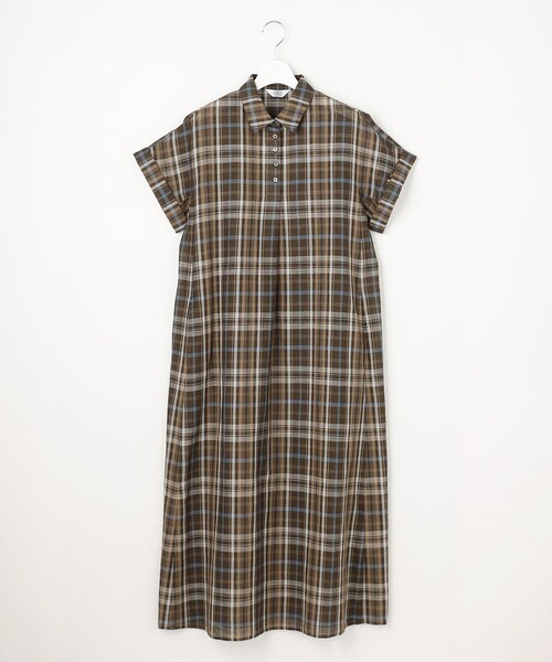 J.PRESS Ladies(J.プレス レディス)の「コットンリネン Light マドラスチェック シャツ ワンピース(シャツワンピース・レディース・ネイビー系3/ブラウン系3・XS)」の8枚目の写真