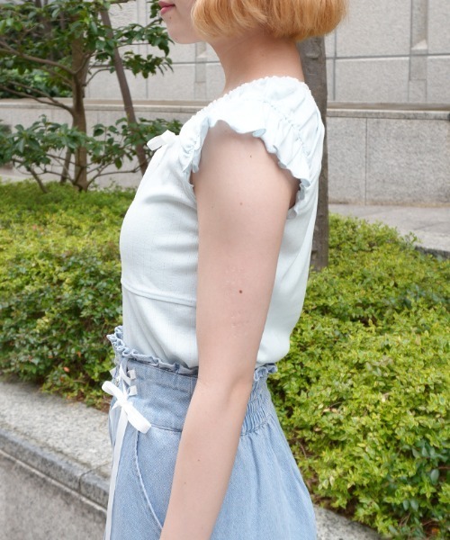 axes femme♡ビッグリボンタンクトップ♡生成り♡ レースアップギャザータンク（タンクトップ）｜axes femme POETIQUE