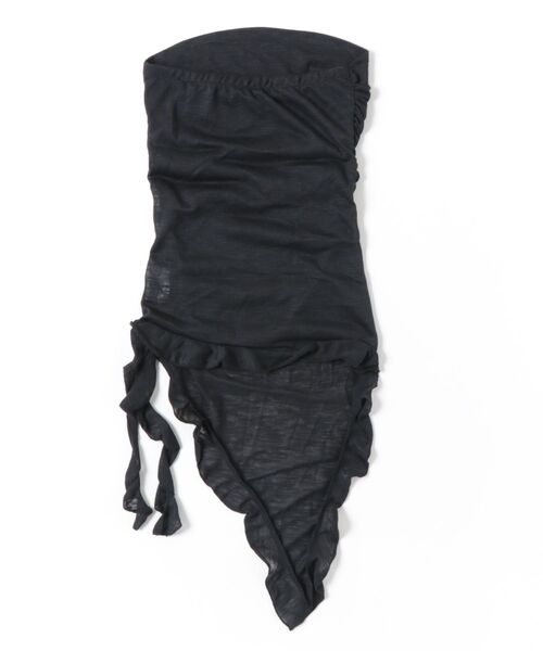 YUGA（ユーガ）の「YUGA_YGMC　　Korean-style  Asymmetrical ruffle strapless dress（キャミソール・レディース・ブラック/ホワイト・FREE）」の6枚目の写真
